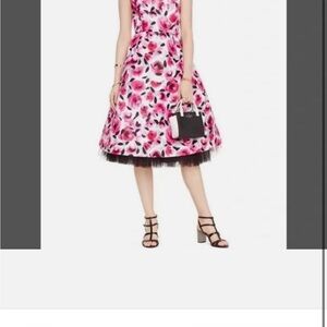 KATE SPADE Tea Dress Womens Size 2 Pink Rosebud Fit Flare Tulle Lined $598